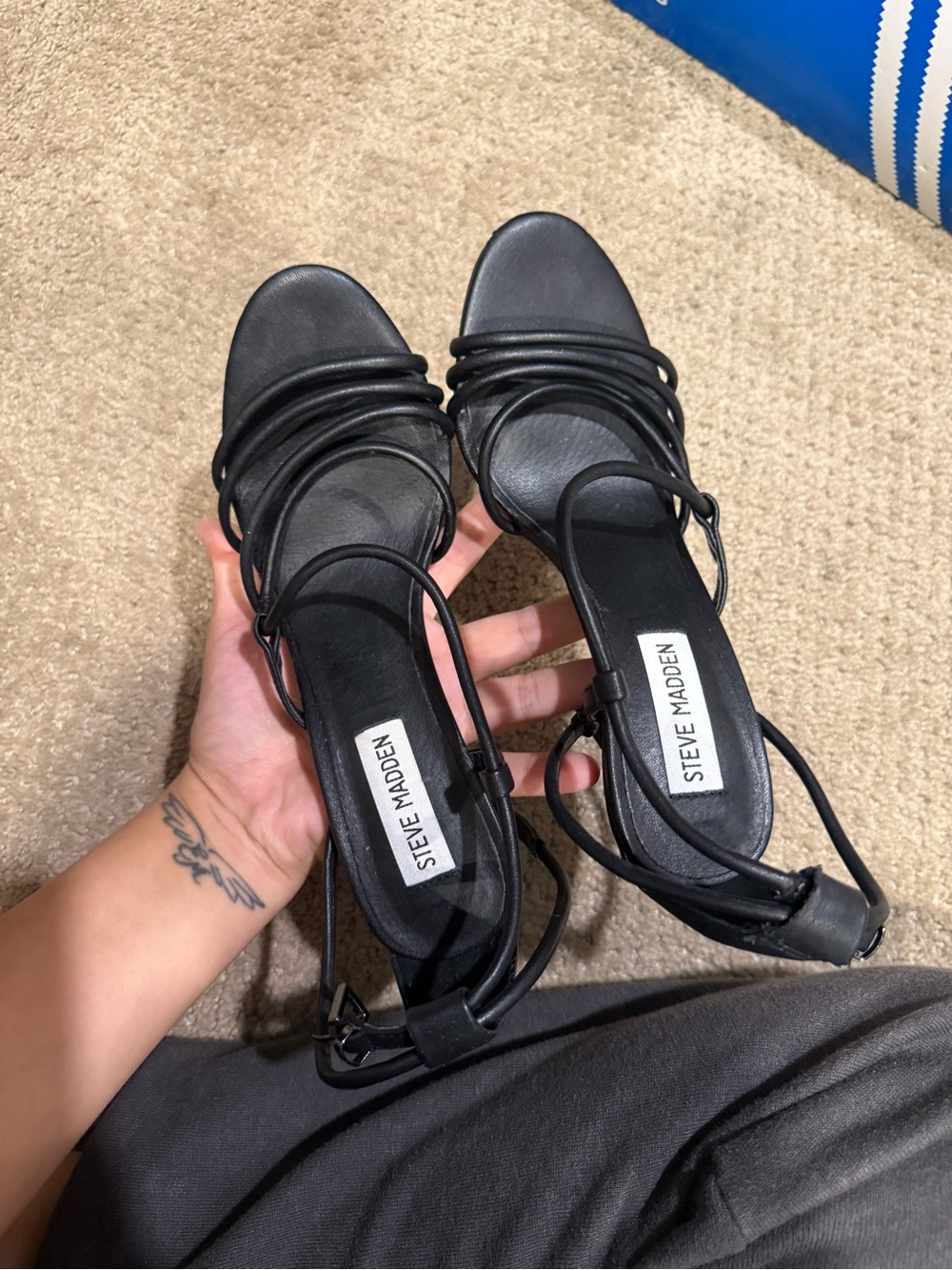Steve Madden Black Strappy Heeled Sandals